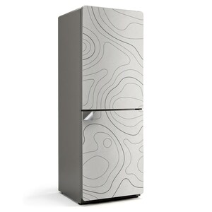 Abstract Wavy Lines Fridge Door Cover, Gray Refrigerator Sticker, Housewarming Gift, Kitchen Stickers