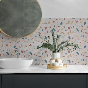 Abstract Shapes Tile Stickers, White Self Adhesive Tiles, Tile Stickers, Texture PVC Wall Tiles, Wall Tile Stickers