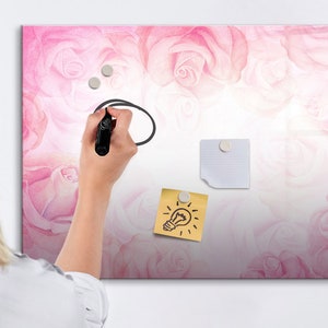 Pizarra magnética con diseño abstracto de rosas, para pared, con fotos, para notas, lista de tareas pendientes, con diseño abstracto de rosas, marcador y esponja