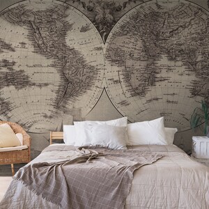 Wandverkleidung, Weltkarte David Roberts Nile Tapete, Braune Tapete, Beige Tapete, Abstrakte Tapete, Bunte Tapete