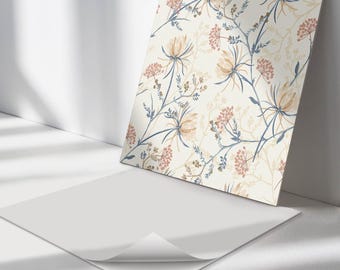 Floral Pattern Tile Stickers, Creamy Peel and Stick Tiles, Tile Stickers, Floral PVC Wall Tiles, Bathroom Tile Stickers