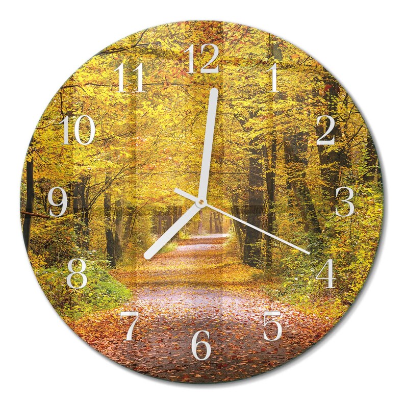 Forest Path Personalized Clock, Yellow Glass Printed Clock - Square or ...