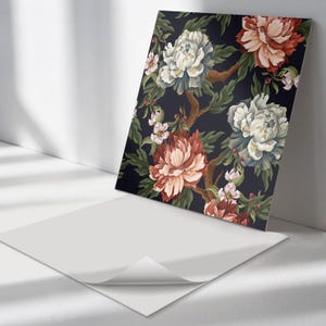 Floral Pattern PVC Wall Tiles, Black Tile Stickers, Self Adhesive Tiles, Floral Tile Stickers, Wall Tile Stickers