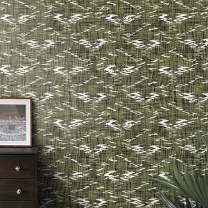 Wall Covering, Ruffled Green Olive Water Wallpaper,  Green Wallpaper, White Wallpaper, Abstract Wallpaper, Mosaic Wallpaper