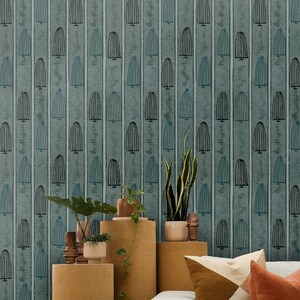 Wall Covering, Classic Line Of Trees Wallpaper,  Blue Wallpaper, Gray Wallpaper, Vintage Wallpaper, Mosaic Wallpaper, Removable Wallpaper