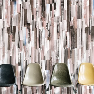 Wandbekleding, warmgekleurde inktstroken op papierbehang, roze behang, beige behang, modern behang, mozaïekbehang