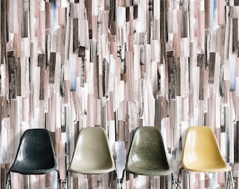 Wall Covering, Warm Colored Ink Strips On Paper Wallpaper,  Pink Wallpaper, Beige Wallpaper, Modern Wallpaper, Mosaic Wallpaper