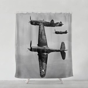 Curtiss P-40Fs War Plane shower curtain - Bathroom art  - Bohemian - Home decor - Bathroom Sets - Gift - Bath Curtain - Art Bath - S#64