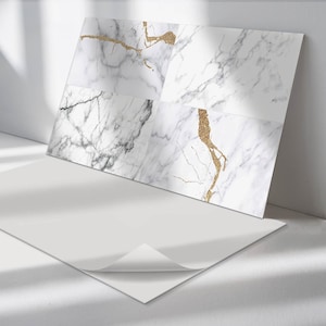 Marbles with veins Panel Stickers, White Self Adhesive Panels, Backsplash Panel , Textures Decal Decor, Wall Panel Stickers