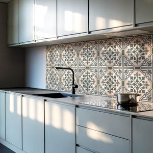 Plant Pattern On The Tile PVC Wall Tiles, Green Tile Stickers, Peel and Stick Tiles, Texture Tile Stickers, Bathroom Tile Stickers