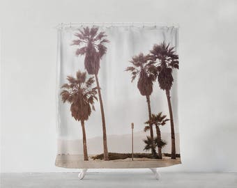 Sunny tropical beach California shower curtain - Bathroom art  - Bohemian - Home decor - Bathroom Sets - Gift - Bath Curtain - S#66