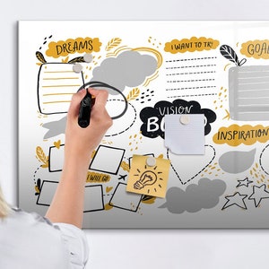 New Year&#39;S Goals Magnetic Board, Weekly planner, White Memo Board, Timetable Organizer, Dry Erase Marker