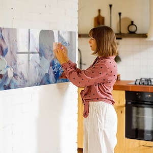 Pizarra magnética con movimientos de pincel, centro de mando, tablero de exhibición blanco, organizador de pared con patrón abstracto, marcador de borrado en seco