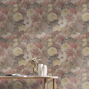 Wall Covering, Fall Season Wallpaper,  Brown Wallpaper, Yellow Wallpaper, Floral Wallpaper, Etno Wallpaper, Bedroom Wallpaper