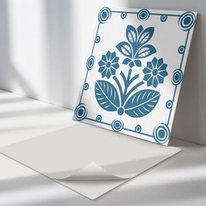 Floral Decorative Pattern PVC Wall Tiles, Blue Tile Stickers, Self Adhesive Tiles, Floral Tile Stickers, Wall Tile Stickers