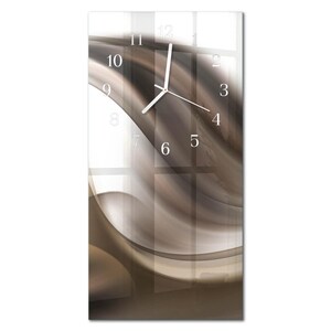 May include: A rectangular wall clock with a modern design. The clock face features a swirling abstract pattern in shades of brown and beige. White clock hands and numerals are visible.