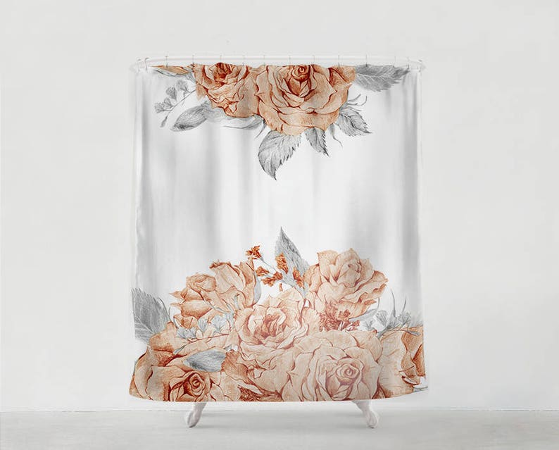Bathroom art Bohemian Vintage Orange Roses shower curtain unique wedding gift for couple S#30 Bathroom Sets Home decor