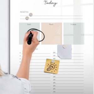 Planner For Today Magnetic Board, Timetable, White Memo Board, To Do List For Wall Organizer, Dry Erase Marker
