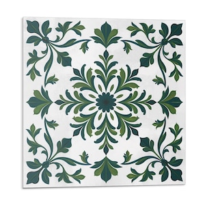 Plant Ornaments Tile Stickers, Green Peel and Stick Tiles, Tile Stickers, Texture PVC Wall Tiles, Bathroom Tile Stickers