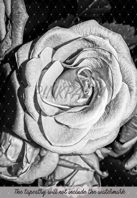 Black and white rose tapestry hotsell
