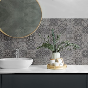 Tile Patterns In A 3X3 Layout PVC Wall Tiles, Gray Tile Stickers, Self Adhesive Tiles, Texture Tile Stickers, Wall Tile Stickers
