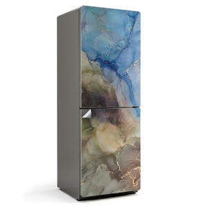 Abstract Watercolor Pattern Fridge Wrap Sticker, Blue Refrigerator Wrap, Removable Sticker, Housewarming Gift