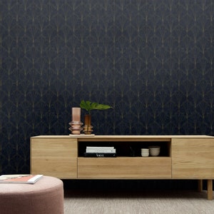 Wall Covering, Classic Floral Art Nouveau Wallpaper,  Green Wallpaper, Yellow Wallpaper, Floral Wallpaper, Art Deco Wallpaper