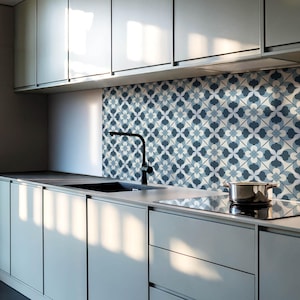 Abstract Geometric Pattern PVC Wall Tiles, Blue Tile Stickers, Self Adhesive Tiles, Texture Tile Stickers, Wall Tile Stickers