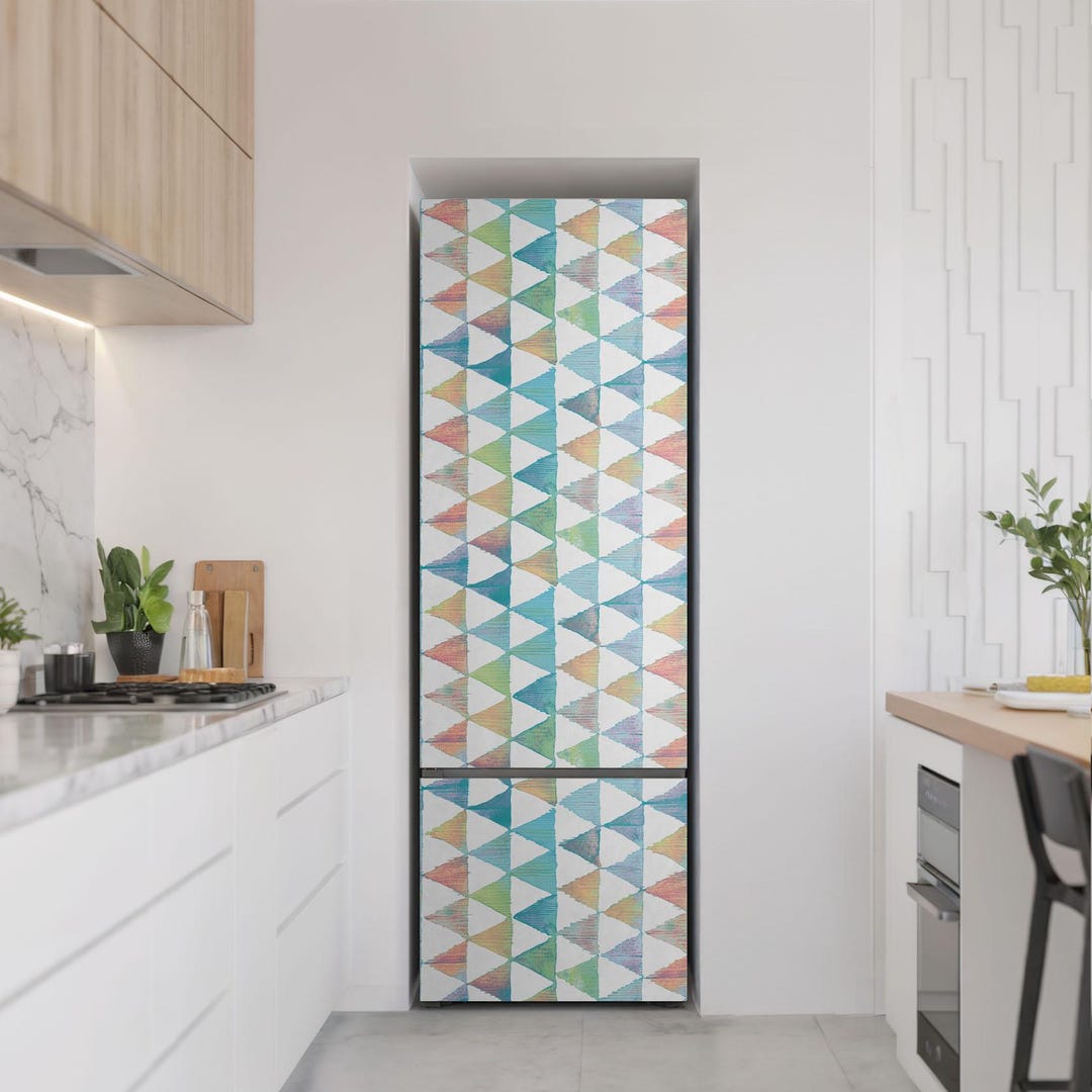 Pattern of Geometric Triangles Fridge Magnetic Decal, Multicolored ...