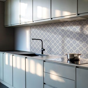 Floral Motifs PVC Wall Tiles, Blue Tile Stickers, Peel and Stick Tiles, Texture Tile Stickers, Bathroom Tile Stickers