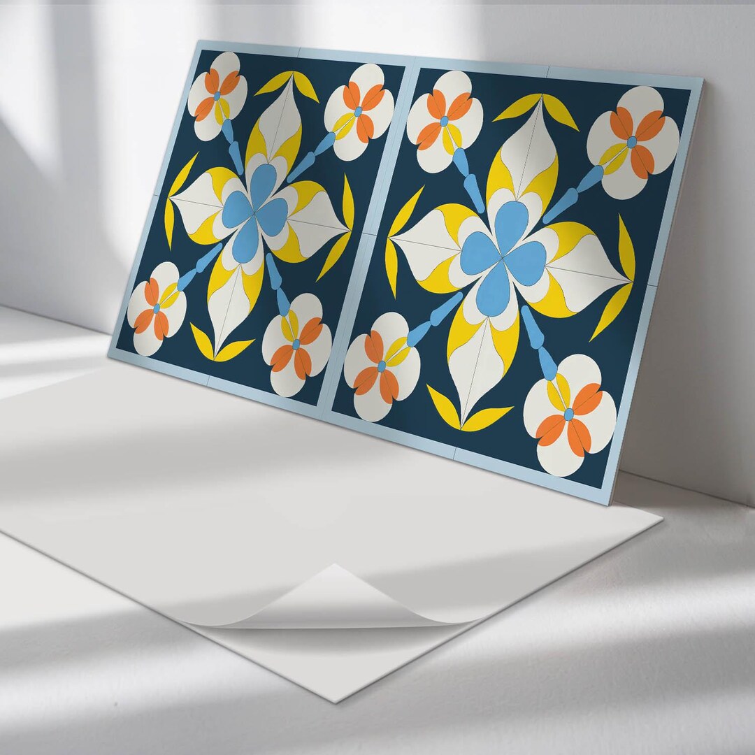 Sticker Decorative Panel Floral Panel Stickers, Blue Peel and Stick Panels, Backsplash Panel ...