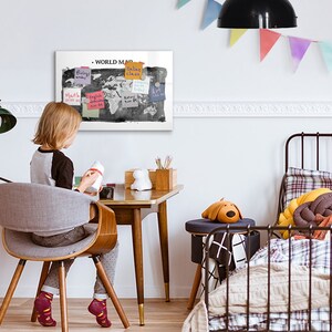 Tablero magnético con mapa del mundo retro, lugares que has visitado, mapa de viaje gris, mapa de países visitados, marcador + esponja