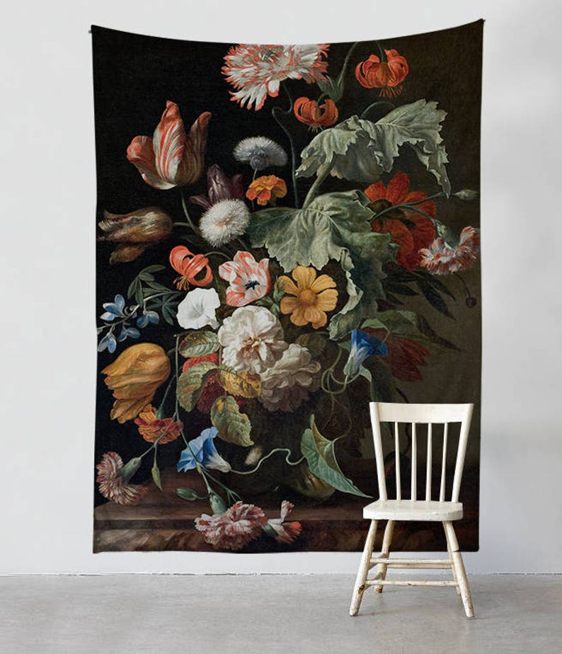 Baroque Flowers Wall tapestry Tapestry Wall Hangings Wanderlust Bohemian Home decor Wall decor Dorm decor T75 image 2