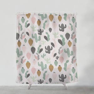 Pastel Cactus shower curtain - Bathroom art  - Wanderlust - Bohemian - Home decor - Bathroom Sets - Gift - Bath Curtain - Art Bath - S#5