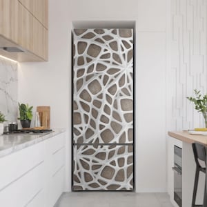 Abstract Network Pattern Fridge Door Cover, White Refrigerator Sticker, Fridge Decor, Kitchen Decoration