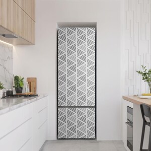 Geometric Line Pattern Fridge Magnetic Decal, Gray Aesthetic Fridge Magnet, Gift Idea, Refrigerator Cover