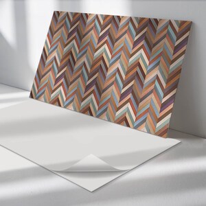 Wood herringbone Panel Stickers, Brown Self Adhesive Panels, Backsplash Panel , Textures Decal Decor, Wall Panel Stickers