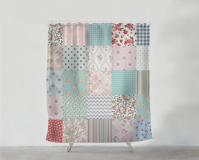 Delicate Patchwork Shower Curtain Bathroom Art Bohemian Home Decor Sets Unique Wedding Gift For Couple S 21