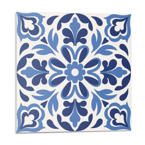 Floral Decorative Pattern PVC Wall Tiles, Blue Tile Stickers, Peel and Stick Tiles, Texture Tile Stickers, Bathroom Tile Stickers