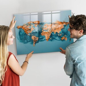 Tablero magnético con mapa del mundo, mapa de países visitados, lugares en turquesa que ha visitado, rastreador de viajes de lugares que ha visitado, marcador de borrado en seco