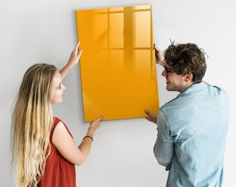 Tableau magnétique jaune doré, Liste des tâches pour le mur, Tableau d'affichage jaune foncé, Liste des tâches pour le mur, Couleur unie, Marqueur + éponge