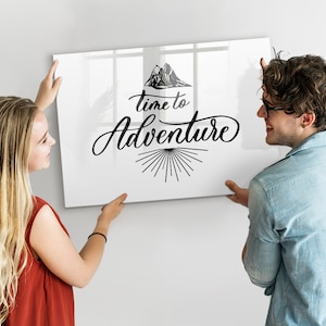 Tablero magnético de aventuras, lista de tareas para la pared, tablero de mensajes blanco, patrón de texto para exhibición de fotos en la pared, marcador + esponja