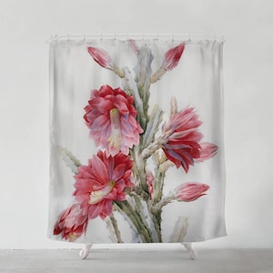 Cacti with flowers - shower curtain - Bathroom art  - Bohemian - Home decor - Bathroom Sets - Gift - Bath Curtain - Bath Decor S#97