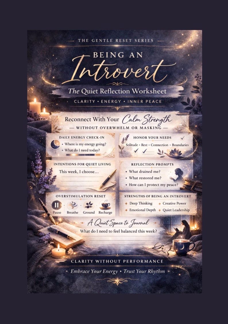 Introversion Worksheet Introvert Reflection Worksheet | Energy Check-in and Boundary Reset ...