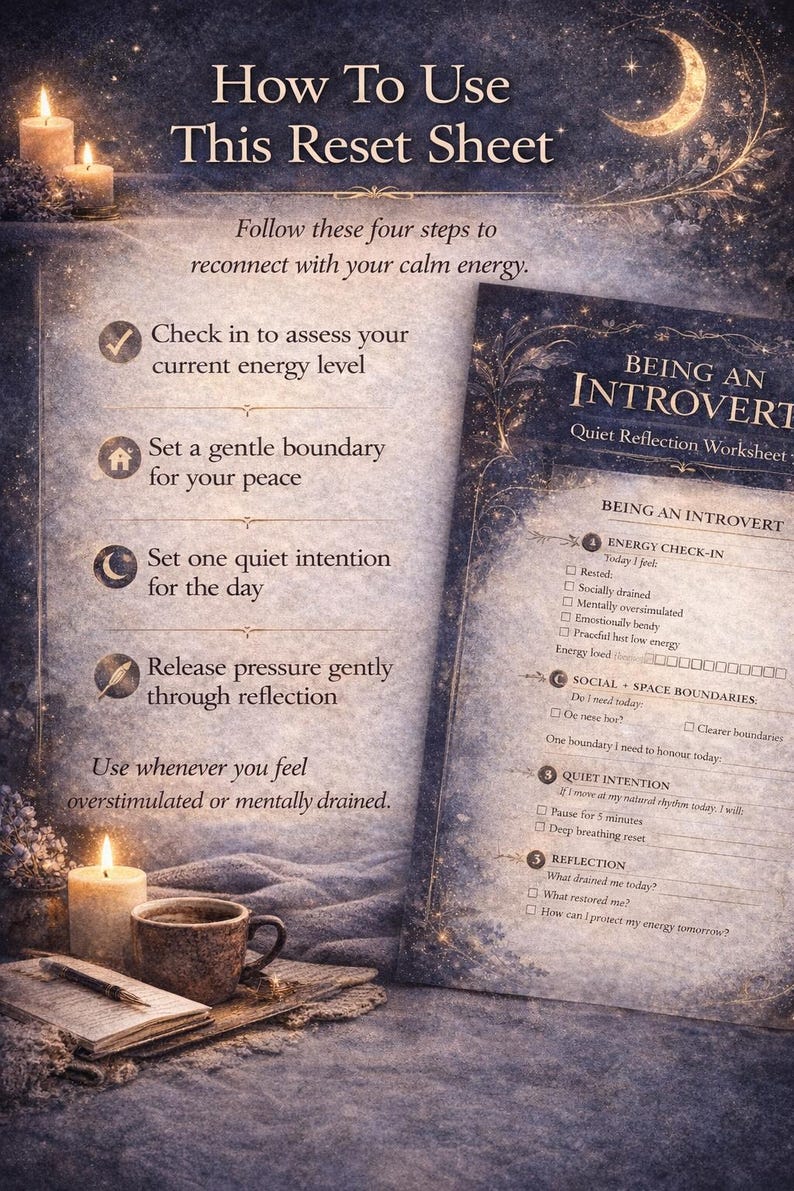Introversion Worksheet Introvert Reflection Worksheet | Energy Check-in and Boundary Reset ...