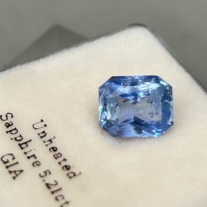 GIA Certified 5.21ct Natural Blue Sapphire - Unheated Octagonal Cut - Premium Transparent Loose Gemstone - April 2024 Certificate