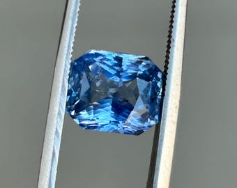 GIA Certified 5.21ct Natural Blue Sapphire - Unheated Octagonal Cut - Premium Transparent Loose Gemstone - April 2024 Certificate