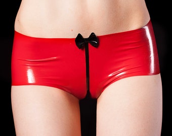cameltoe latex panties rubber lingerie with bow sexy hot