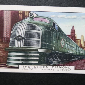Vintage Railway Card De Groene Diamant Illinois Central Original Vintage Card