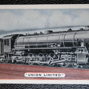carte de chemin de fer vintage Union Limited South African Express Steam Train Original 1930's Card